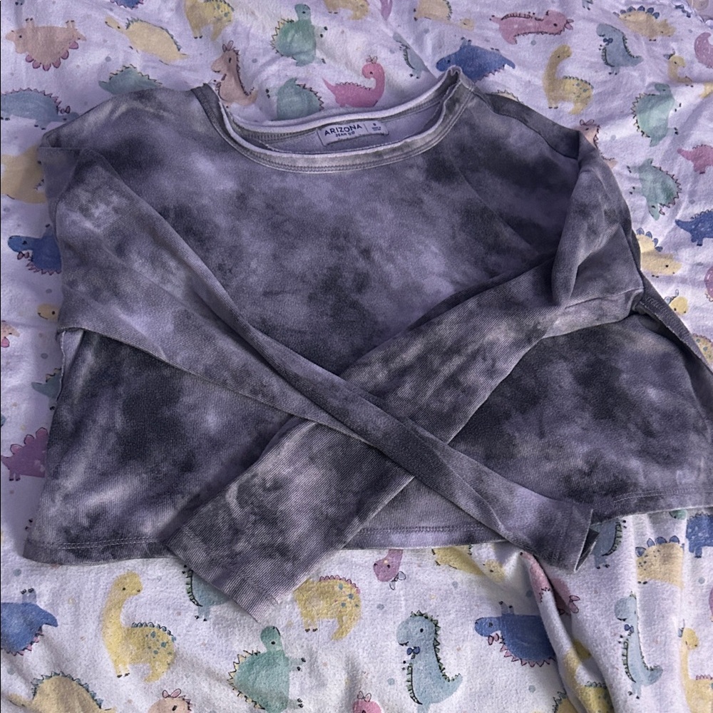 Arizona Charcoal Tie-Dye Long Sleeve Crop Top